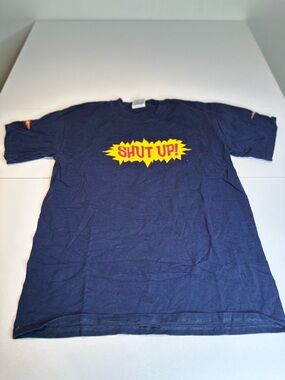 Gildan Navy Blue Kids' Short-Sleeve Tee with Yellow & Red 'SHUT UP!' Graphic